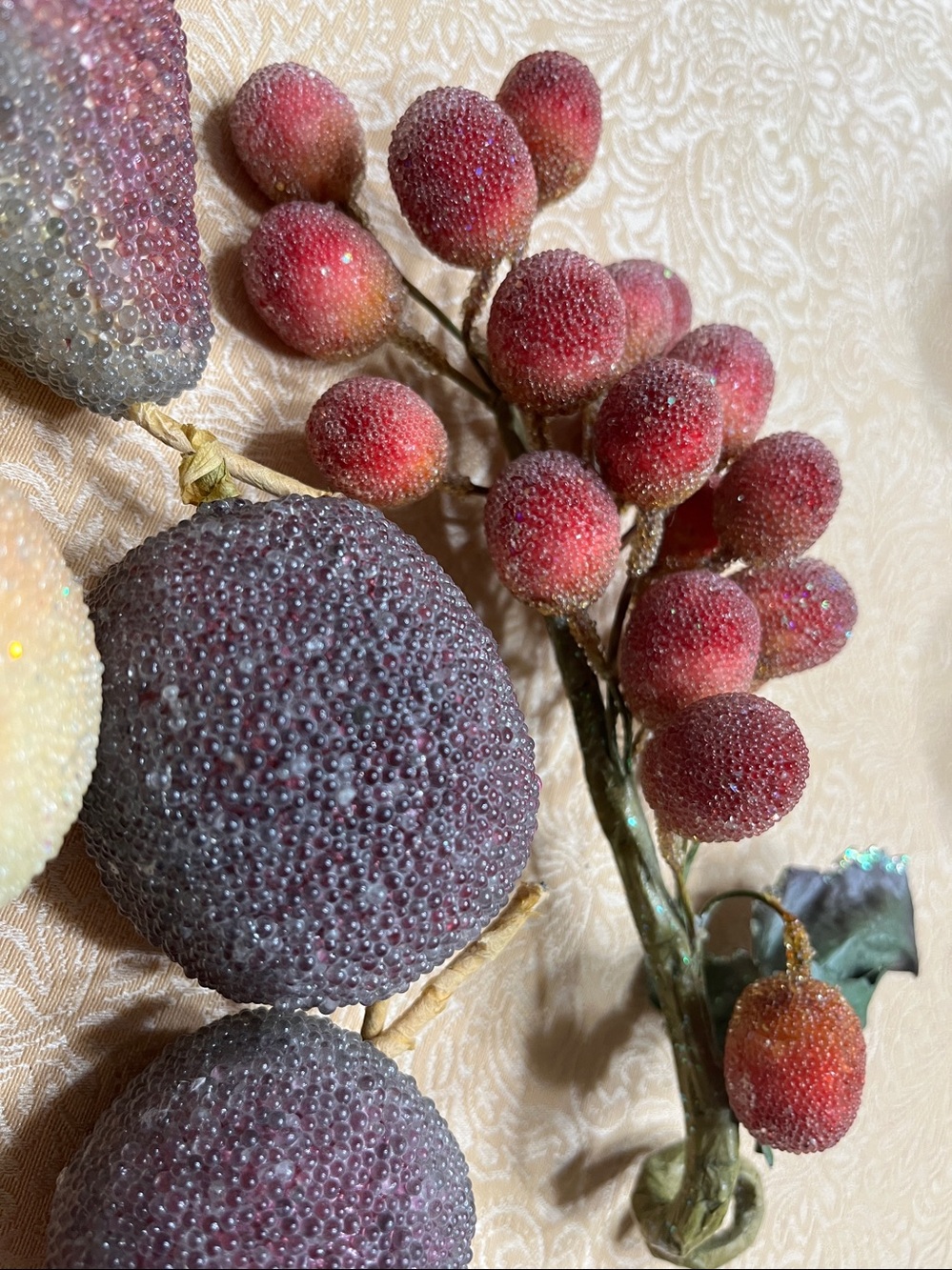 Glittered Decorative Fruit Bundle - Multicolor (tiny beaded) BOWL NOT INCLUDED - Picture 2 of 4